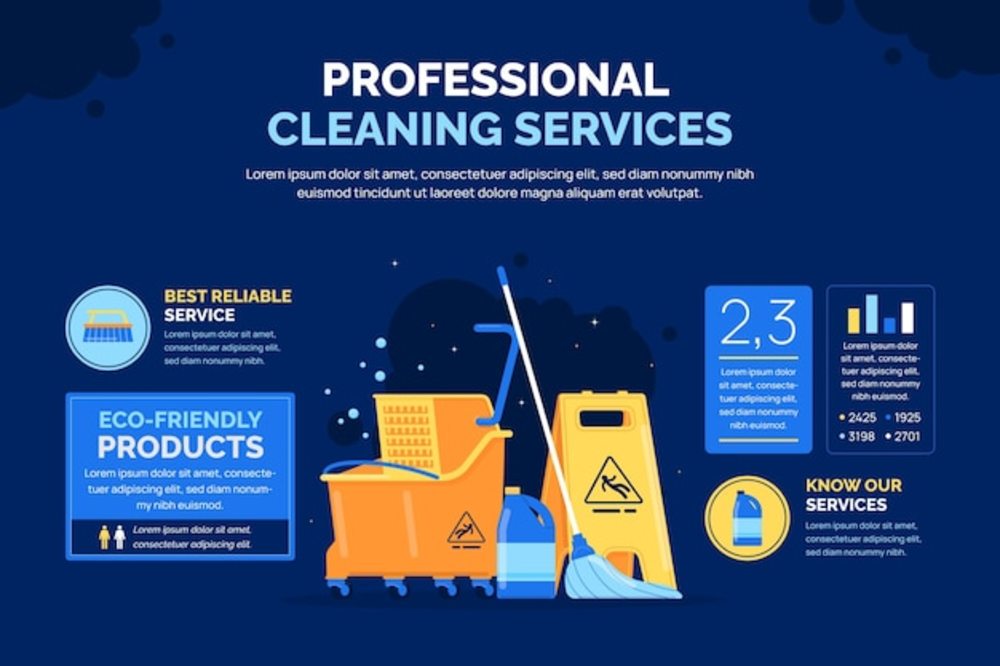 平面設計清潔服務信息圖表模板